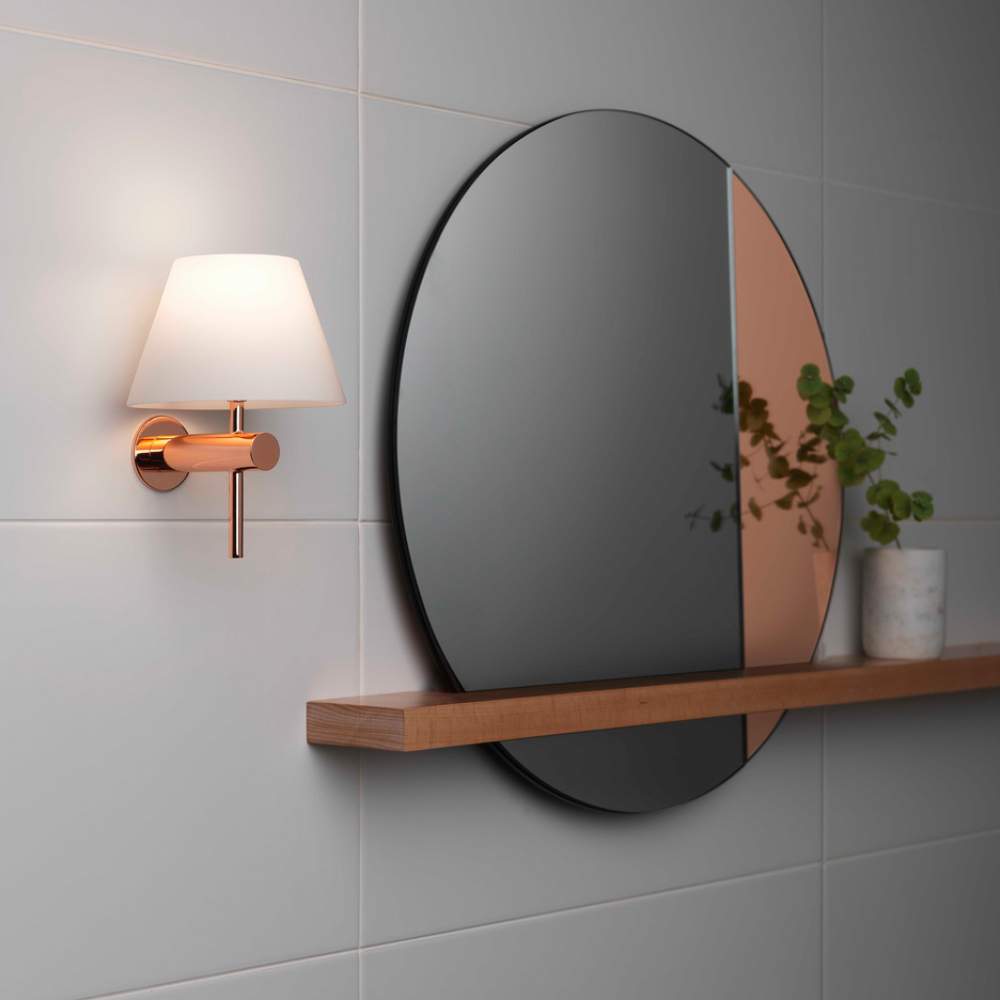How to choose the best lights for the bathroom - Roma Polished Copper Bathroom Wall Light with Opal Conical Glass Shade IP44 G9 40W, Astro 1050010
